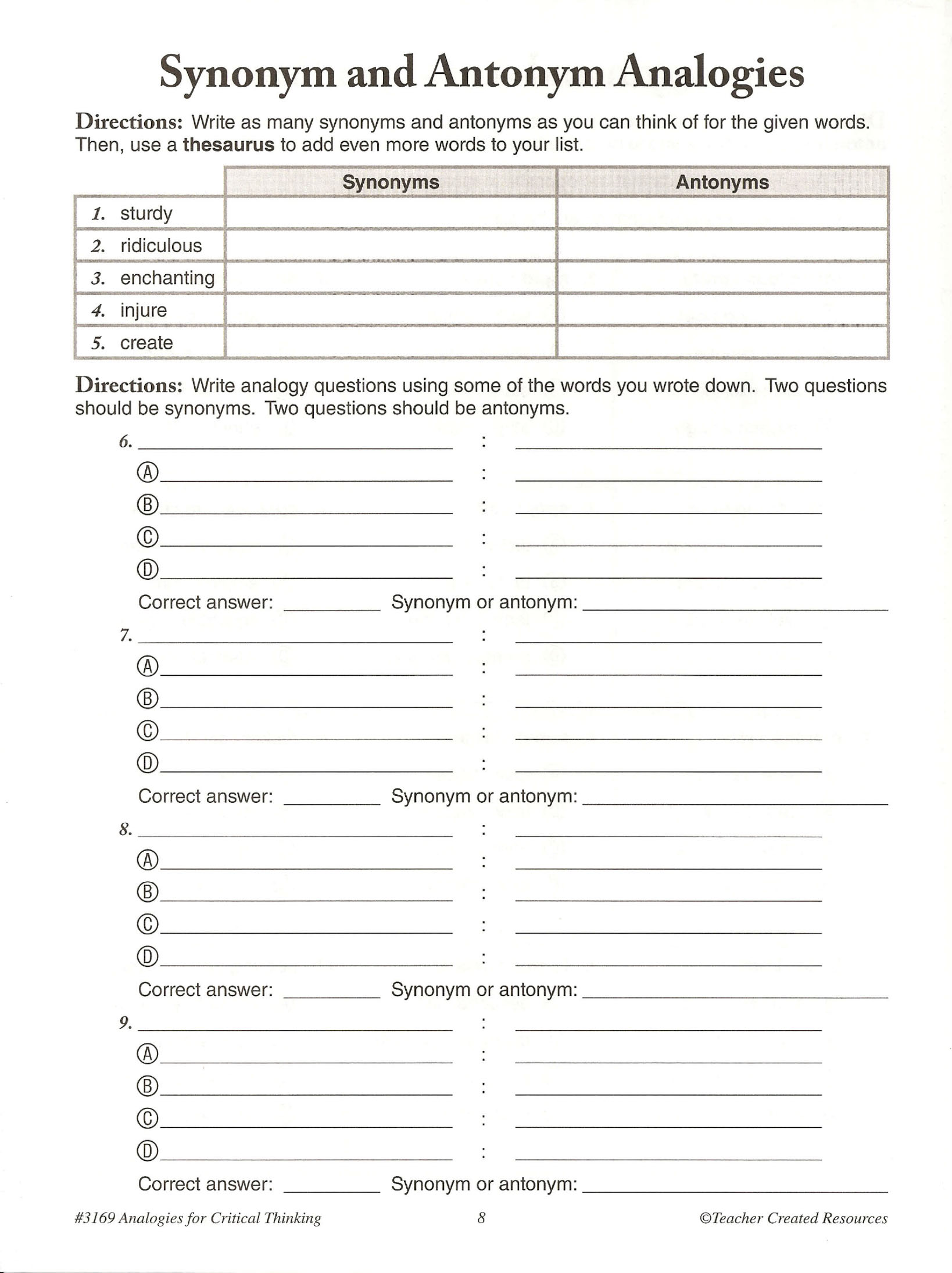 ANALOGY FOR CRITICAL THINKING GRADE 6 (Sách đen trắng)