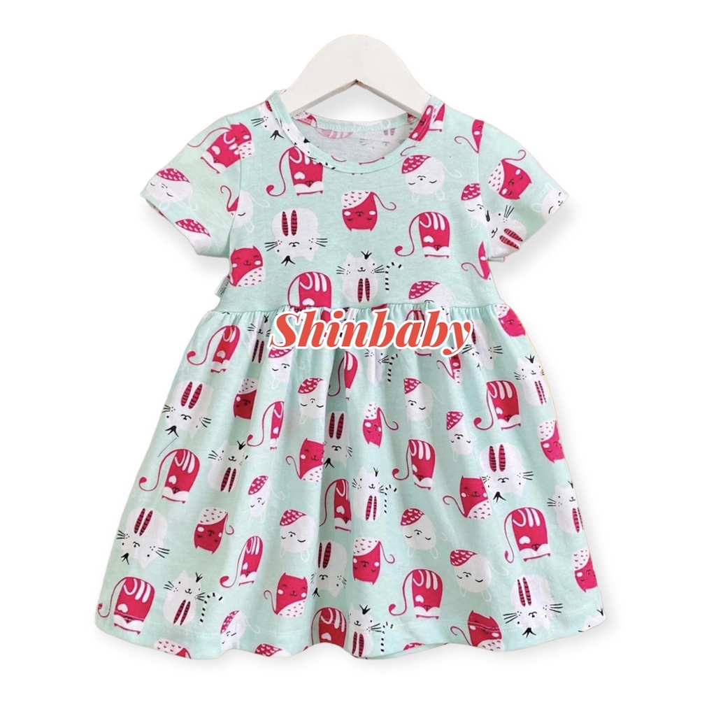 Set 5 váy đầm cộc tay cotton xuất xịn nhiều họa tiết dễ thương mềm mát mùa hè cho bé gái