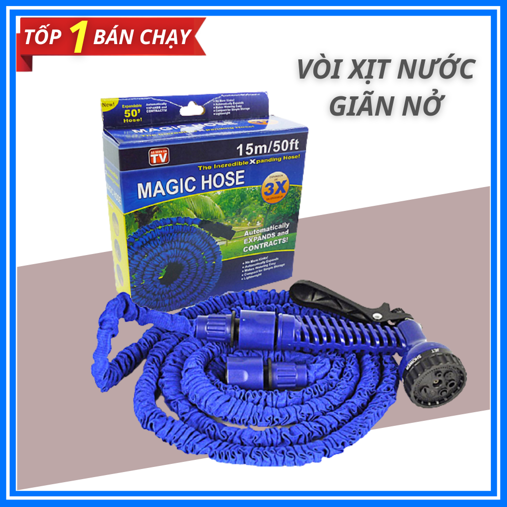 Vòi Xịt Nước Đa Năng Dãn Nỡ Tăng Áp-Vòi Xịt Nước Dãn Nở Rửa Xe Tưới Cây-Vòi Xịt Nước Dãn Nở Thông Minh 15M
