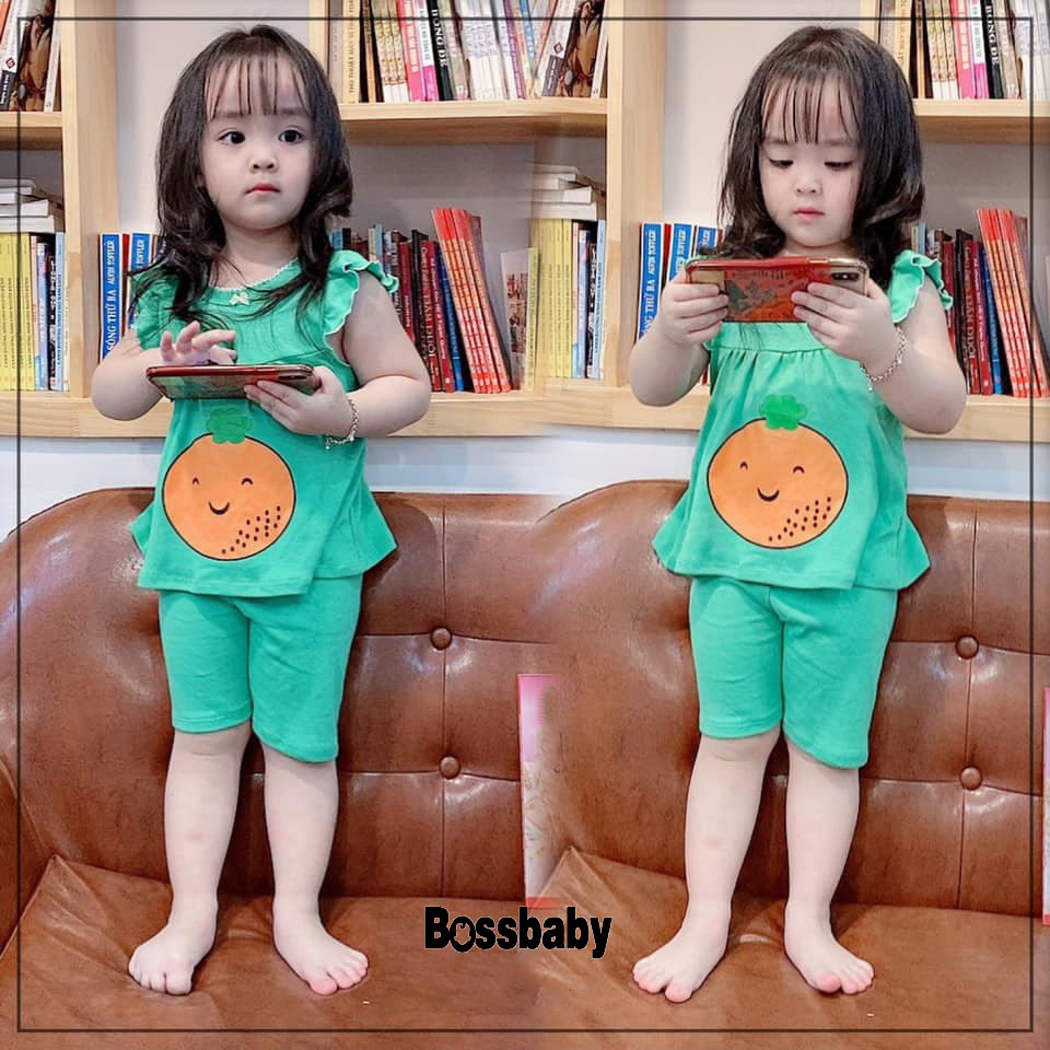 Bộ đồ bé gái có 3 màu hình in ngộ nghinh cho bé gái 6-26kg.
