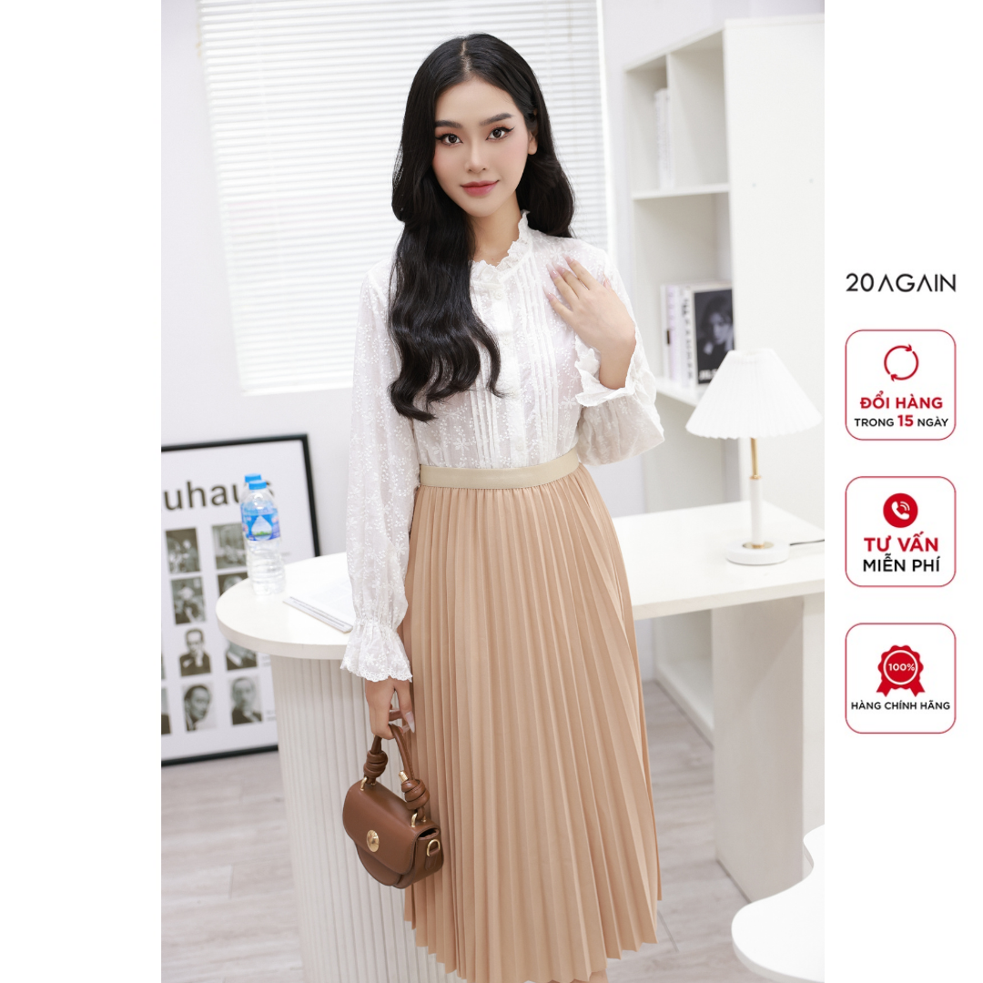 Chân váy xòe 20AGAIN, xếp ly thanh lịch basic JDW2530