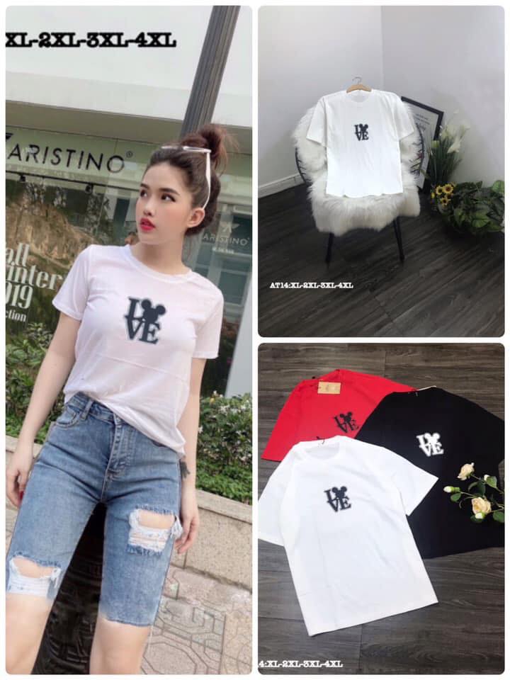 Áo thun cotton nữ thiêu love siêu xinh