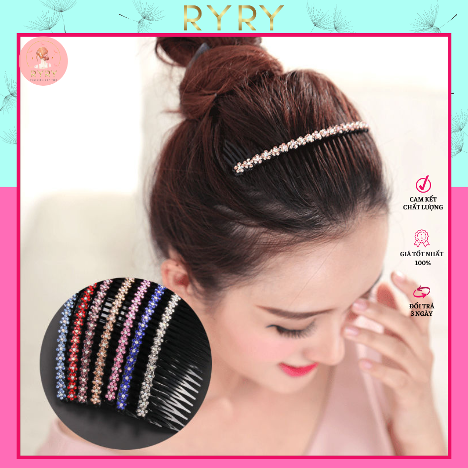 Cài Tóc Mái Nơ Đính Đá 12cm Xinh Xắn Cho Nữ
