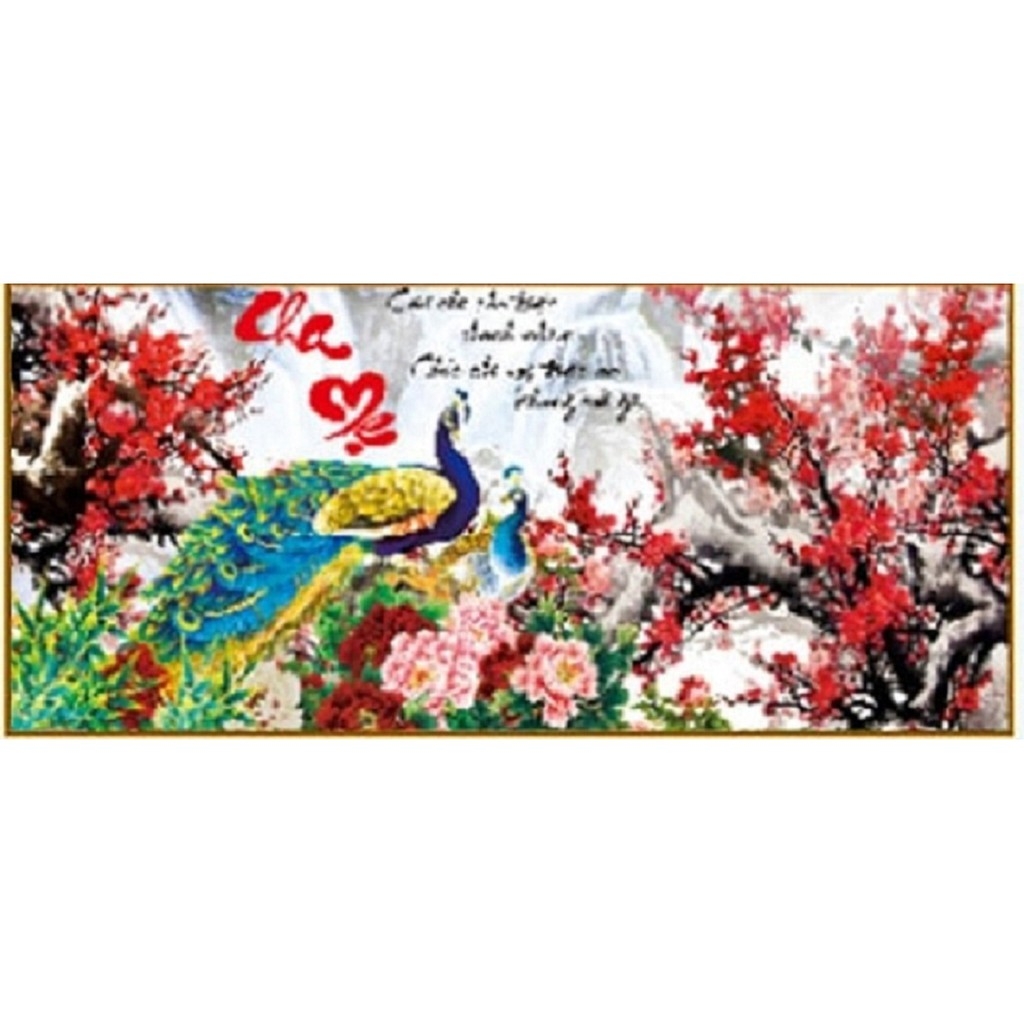 TRANH THÊU 3D CHA MẸ 83x42cm
