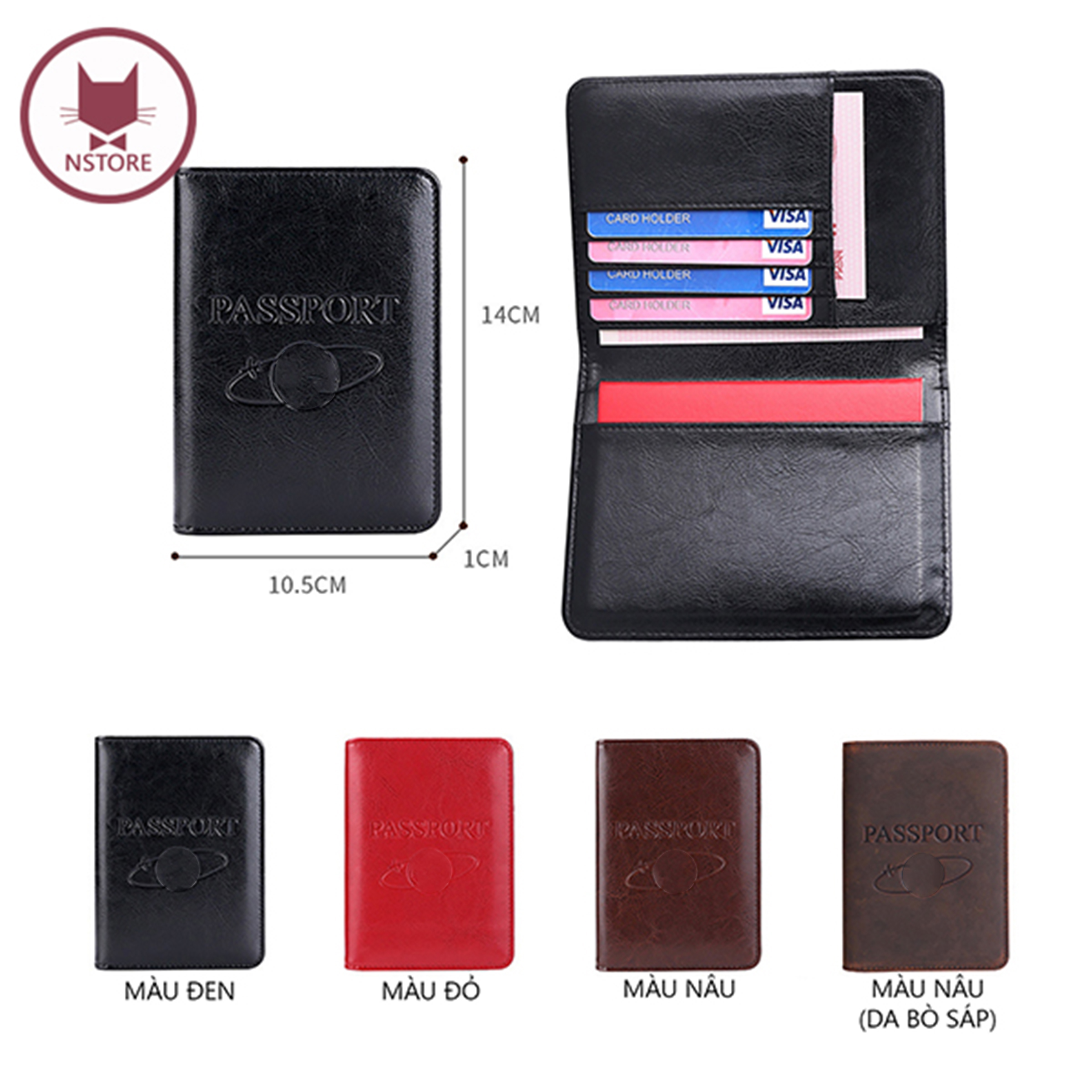 Ví Passport Bao Da Đựng Hộ Chiếu Da Bò Thật (Nhiều Màu)