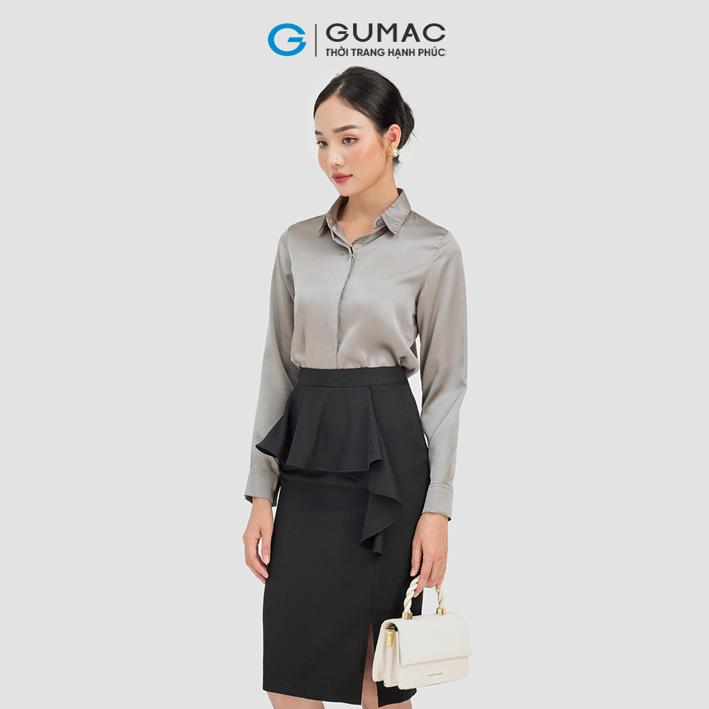 Áo sơ mi nữ GUMAC AC07028 , Áo sơ mi công sở chất liệu Lụa thoáng mát