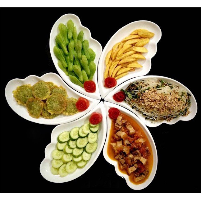 Combo 6 đĩa sứ cao cấp hình cánh tiên độc đáo lạ mắt đựng thức ăn, hoa quả, mứt kẹo đặt bàn thiết kế đẹp mang tính thẩm mỹ ca0 - Bộ đồ dùng gốm sứ Minh Châu men trắng đẹp, chịu nhiệt tốt