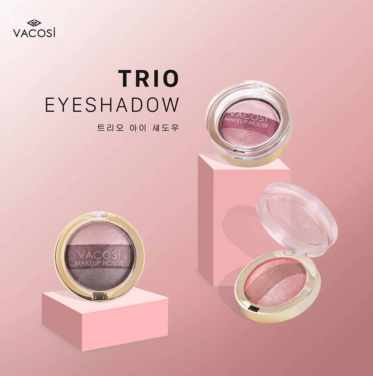 [HCM] Vacosi Phấn Mắt 3 Màu Trio Eyeshadow 5g (Hộp Tròn) #09: Rompie
