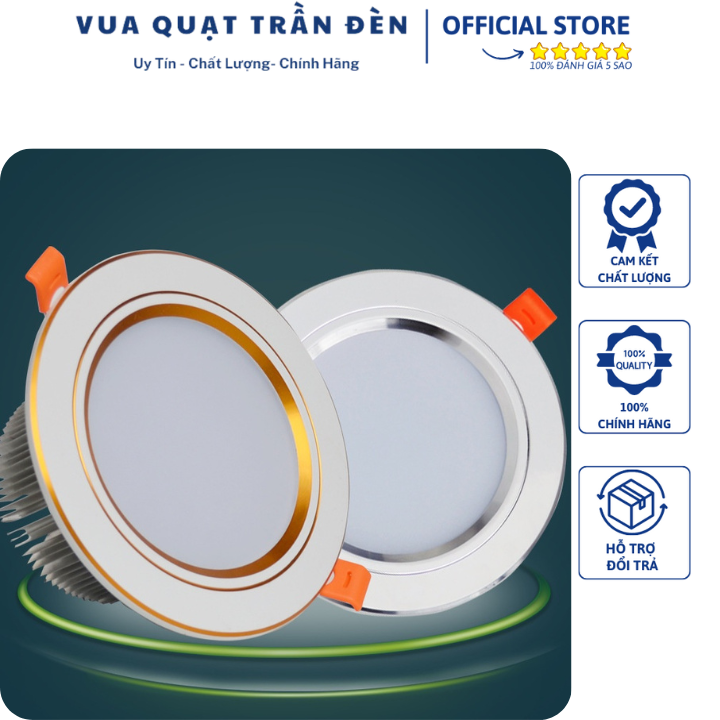 Đèn Led Âm Trần 7W 3 Chế Độ, Đèn Mắt Trâu 7W Phi 90mm Đế Tản/Mũ/Đúc