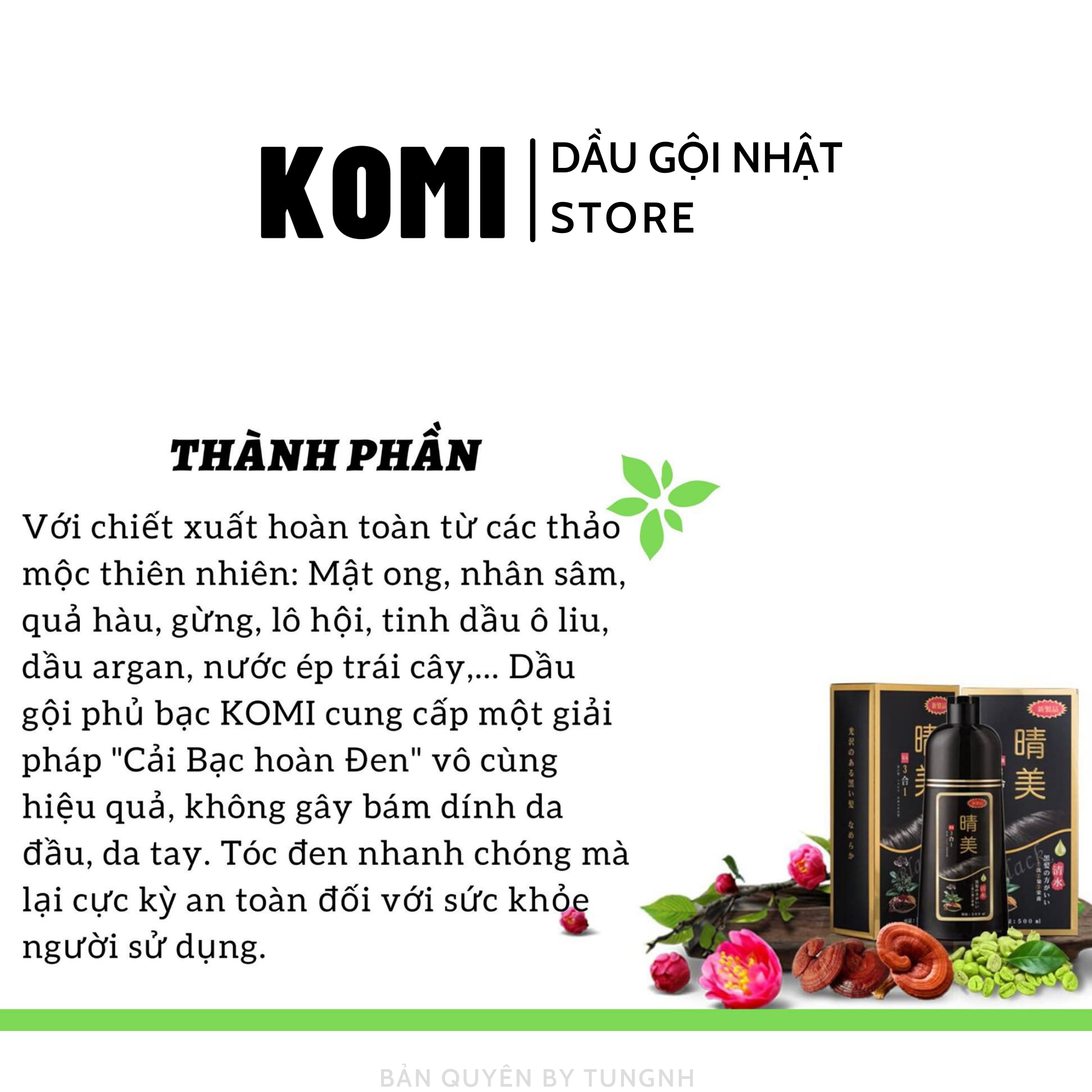 [CHÍNH HÃNG] KOMI -  DẦU GỘI NHUỘM THẢO DƯỢC ĐEN TÓC - 500ML