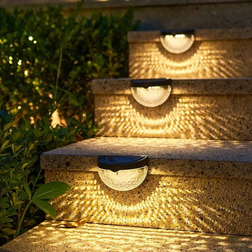 Vimite LED đèn cắm sân vườn năng mặt trời đèn ốp tường ngoài trời đèn sân vườn năng lượng Solar Garden Light Outdoor Waterproof Automatic Sensor Fence Light Semicircle Energy Saving Solar Wall Lamp for House Patio Yard