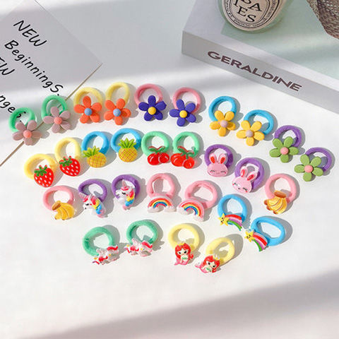 Xả kho set 10 dây buộc tóc hoa quả hình thú cho bé