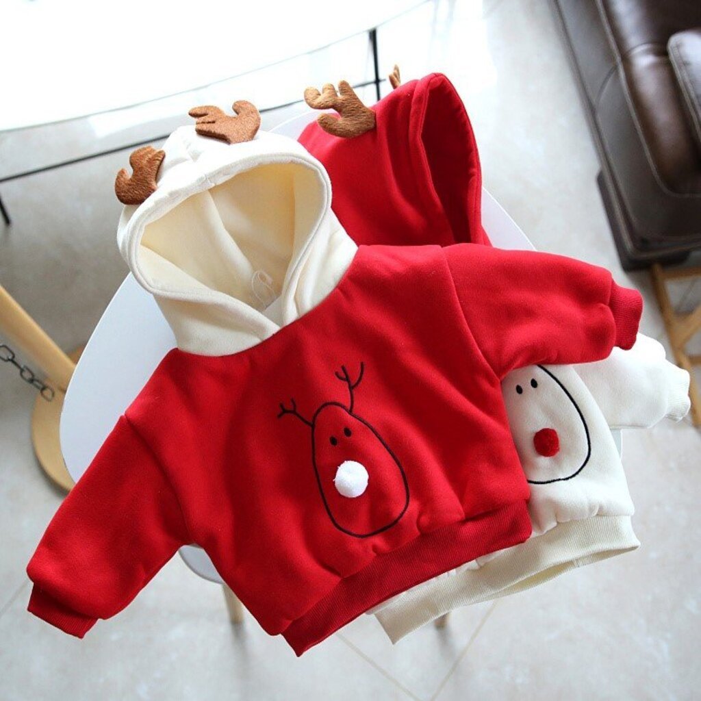 Áo hoodie nỉ bông tuần lộc noel cho bé trai, bé gái sumo city