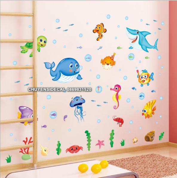 [HCM]Decal trang trí tường - Cá Mập Đại Dương 02