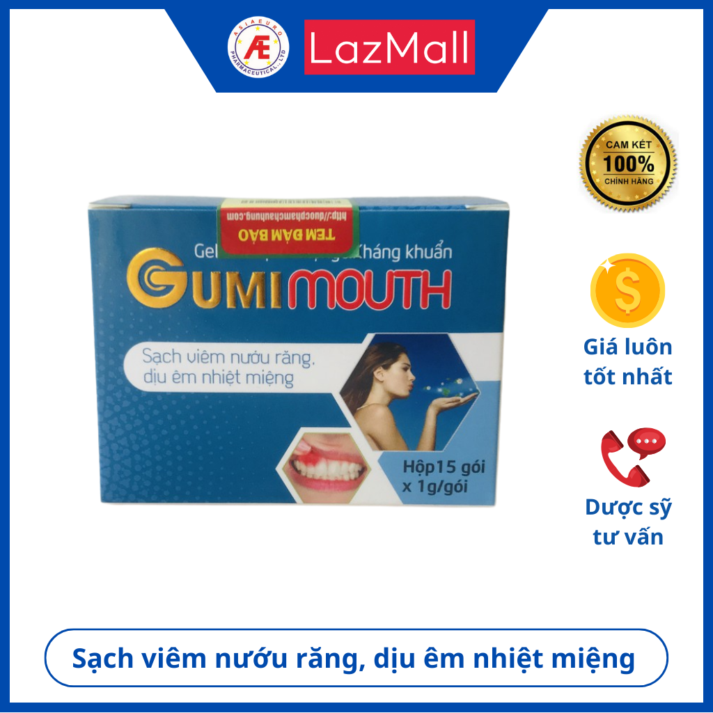Gumimouth (tuýp 20g) - giúp làm sạch, khử mùi hôi miệng, làm thơm, làm dịu mát miệng khi bị: Nhiệt miệng, viêm lợi, viêm quanh răng