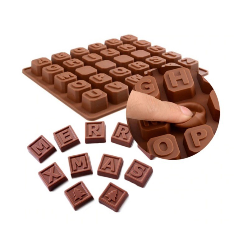 Khuôn Silicon Đổ Socola/Thạch/Đá/Kẹochipchip/Pudding Hình Chữ Dập Nổi