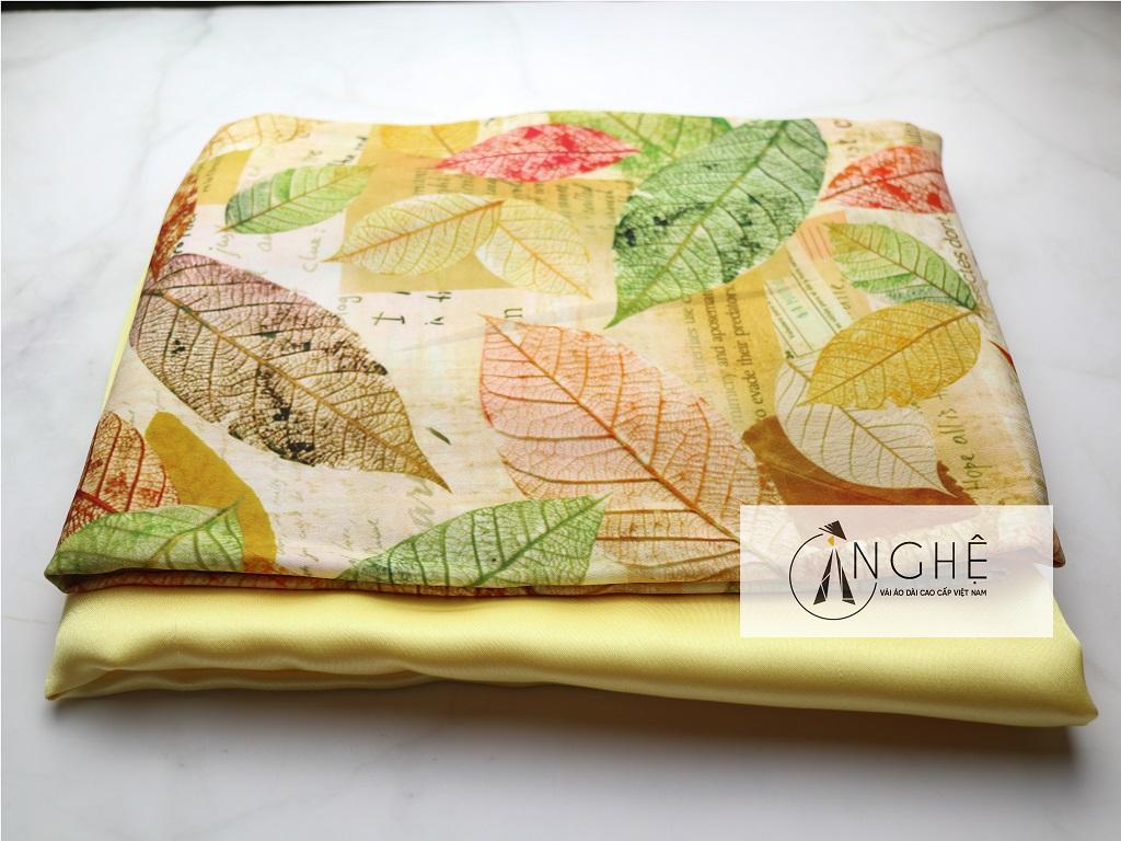 Vải Áo Dài Lá mùa thu NG-60