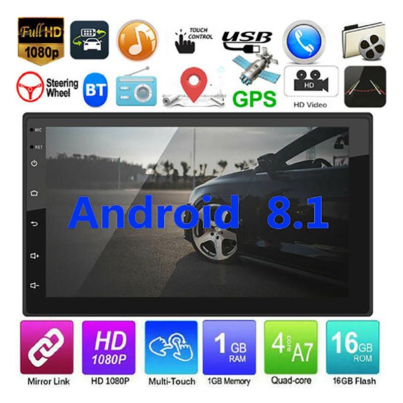 Android 8.1 Double 2Din 7in HD Quad Core GPS WiFi Car Stereo MP5 Player FM Radio