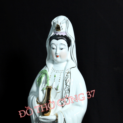 [ Cao 35cm , 40 cm ] TƯỢNG QUAN ÂM ĐỨNG ,  SỨ TRẮNG