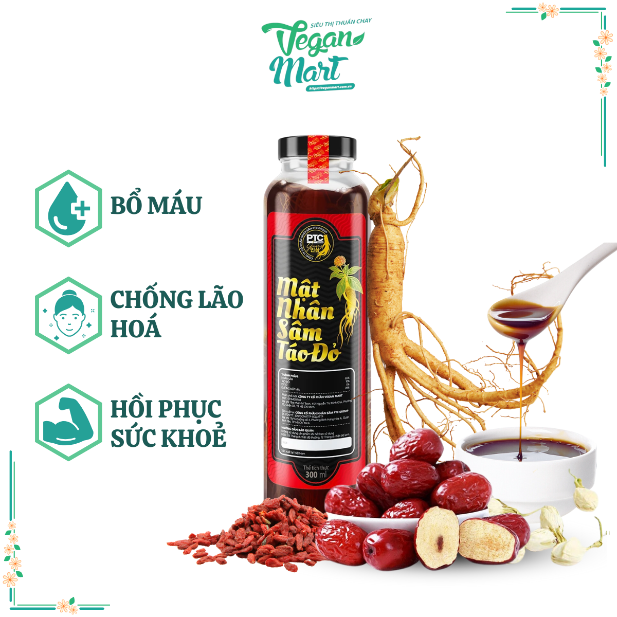 Mật nhân sâm táo đỏ 300ml