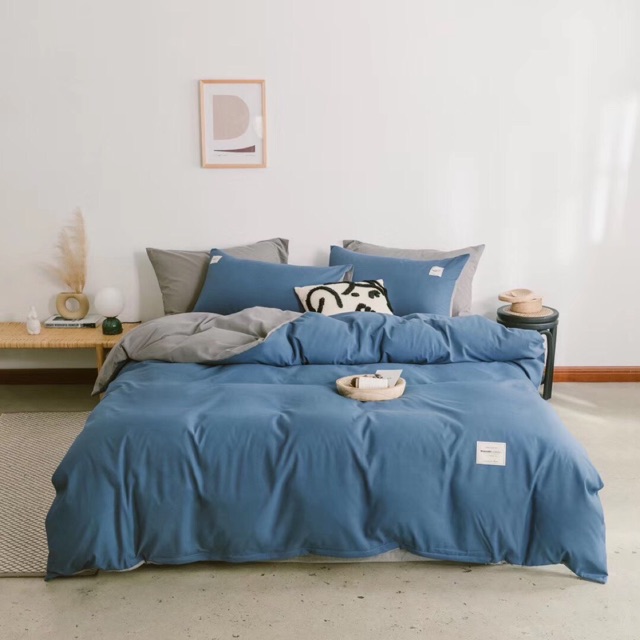 Set chăn ga gối cotton tici - Màu xanh phối ghi, cam kết hàng đúng mô tả, chất lượng đảm bảo an toàn đến sức khỏe người sử dụng