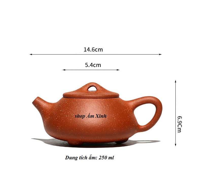 Ấm Tử Sa Nghi Hưng Thạch Biều Huyết Long Sa (14 lỗ)