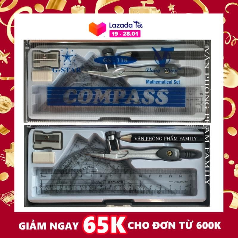 Compass Bộ 8 Món Đầy Đủ Dụng Cụ Học Tập Chất Lượng Cao G-star