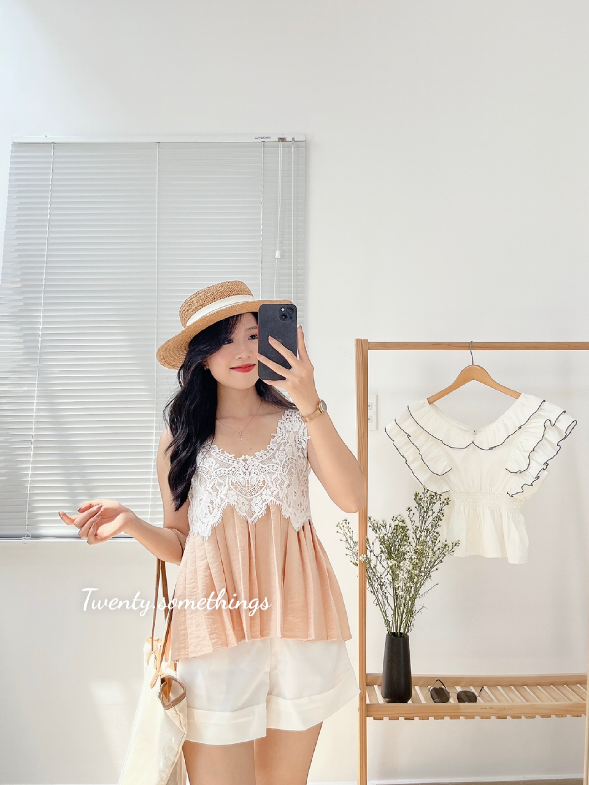Áo Sát Nách Xếp Ly Phối Ren (ảnh thật/video/sẵn)