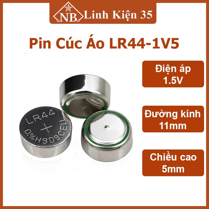 Combo 10 viên pin cúc áo, pin khuy áo lr44-1v5