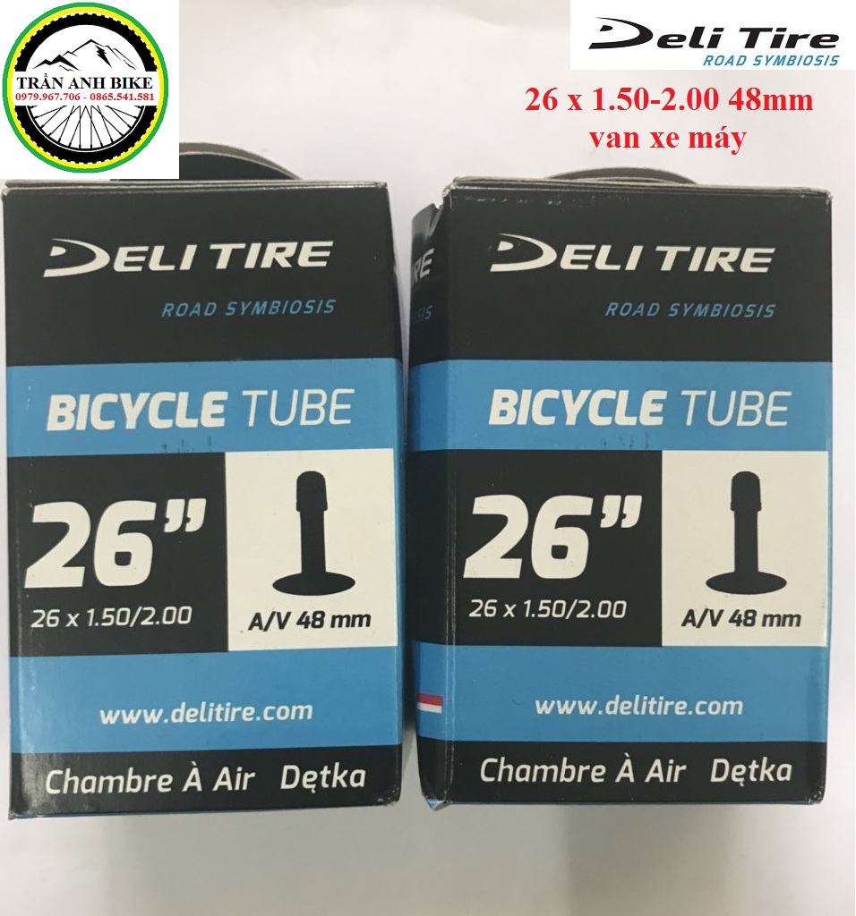 Cặp 2 cái ruột xe đạp Deli Tire 26x1.50-2.00 48mm van mỹ - van xe máy