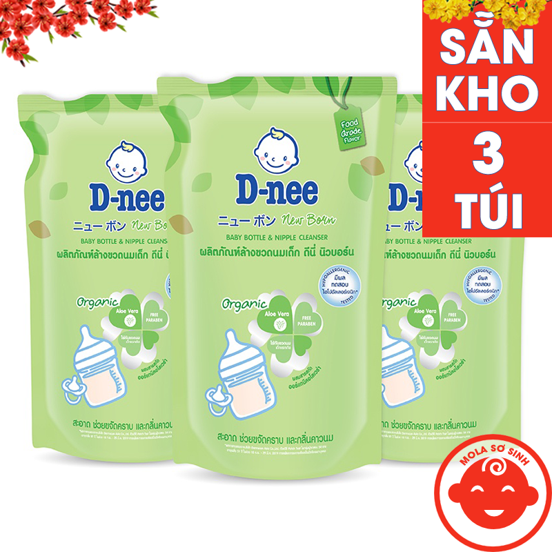 Combo 3 túi nước rửa bình sữa Dnee Thái Lan 550ml cho bé