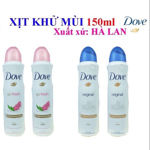 Xịt Khử Mùi Dove 150ml