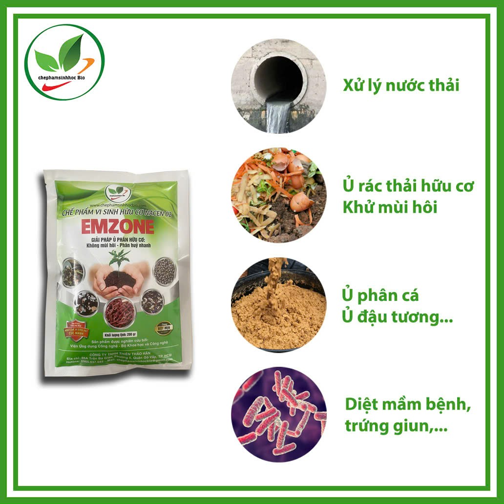 Combo 4 gói. Chế phẩm sinh học hữu cơ EMZONE  . Gói 200gr