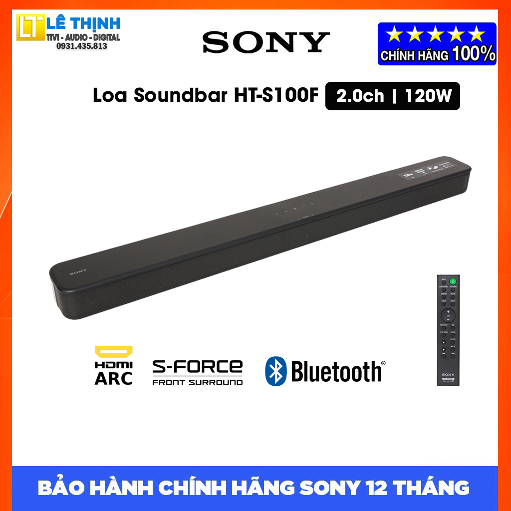Loa thanh Soundbar Sony 2.0 HT-S100F | 120W - Hàng chính hãng - Bảo hành chính hãng 12 tháng toàn quốc