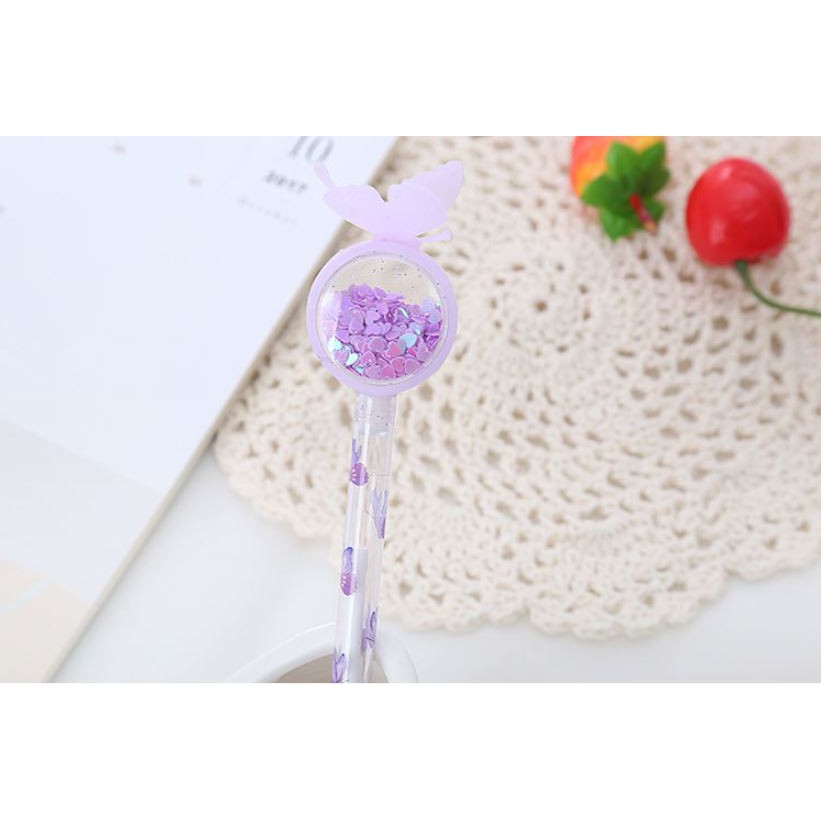Bút gel nước mực đen bướm ngũ sắc h69