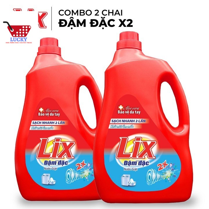 Combo 2 Can nước giặt Lix (3.6kg x2)- Hương nước hoa dành cho giặt máy và giặt tay