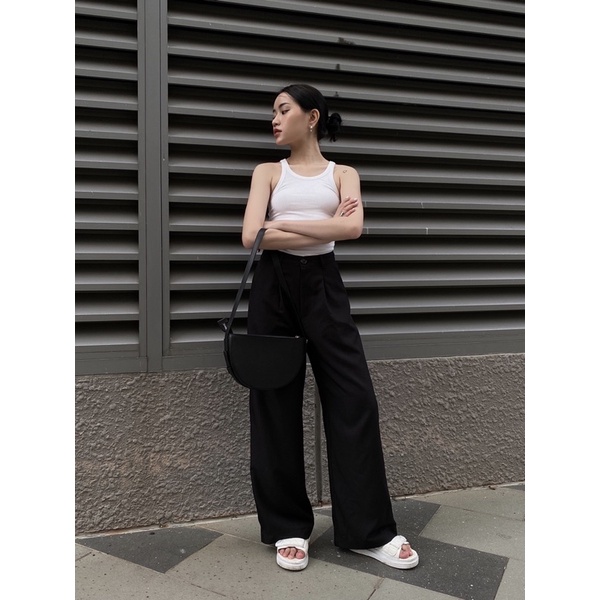 [Nhập mã LAZFASHION34-giảm 15% tối đa 99k/600k]SAP - Quần ống rộng cạp cao