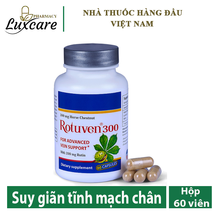 [HCM]Rotuven 300 (Hộp 60 viên) - Hỗ trợ tăng sức bền thành mạch giảm suy giãn tĩnh mạch