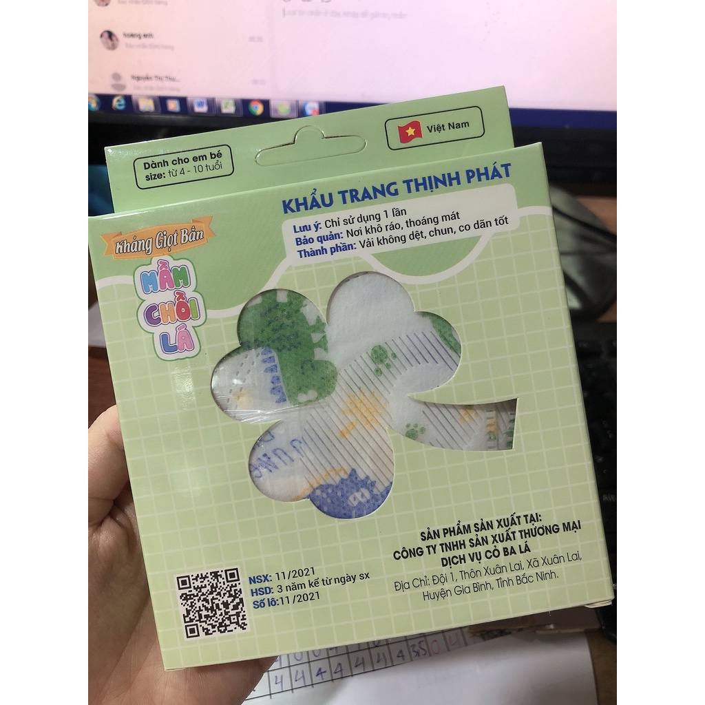 Khẩu trang Mầm chồi lá Thịnh Phát cho bé (hộp 10 chiếc)