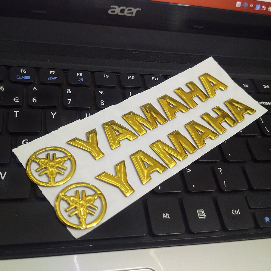Cặp tem yamaha 3d nổi - ya vàng gold
