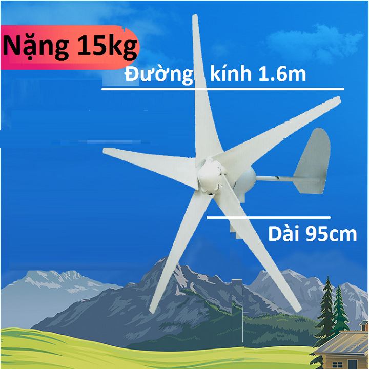 [HCM][Trả góp 0%] Máy phát điện gió 1800w hoặc 3500w 5 cánh + Sạc Đường kính cánh 1.6m