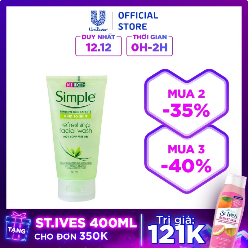 Gel rửa mặt Simple Refreshing Facial 150ml giá rẻ