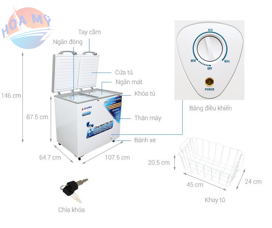 Tủ Đông/Mát ALASKA 350Lít BCD-3568N
