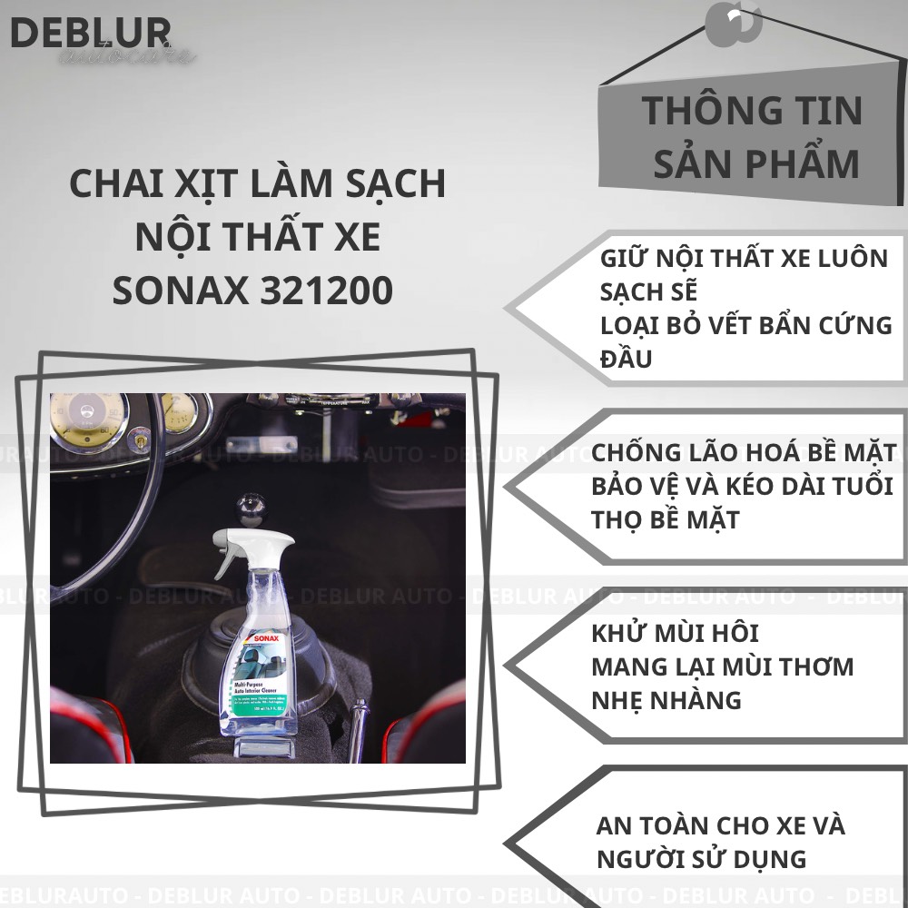 Dung Dịch Vệ Sinh Làm Sạch Nội Thất Xe Ô Tô Sonax Interior Cleaner 500ml 321200 , chai xịt chăm sóc da , nhựa xe hơi xe máy