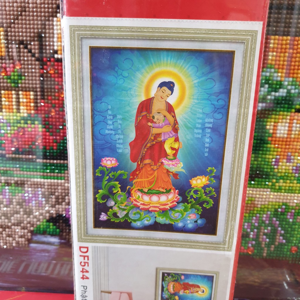 Tranh Đính Đá PHẬT (ĐÁ ABC CAO CẤP). Kích Thước: 75cm x 55cm