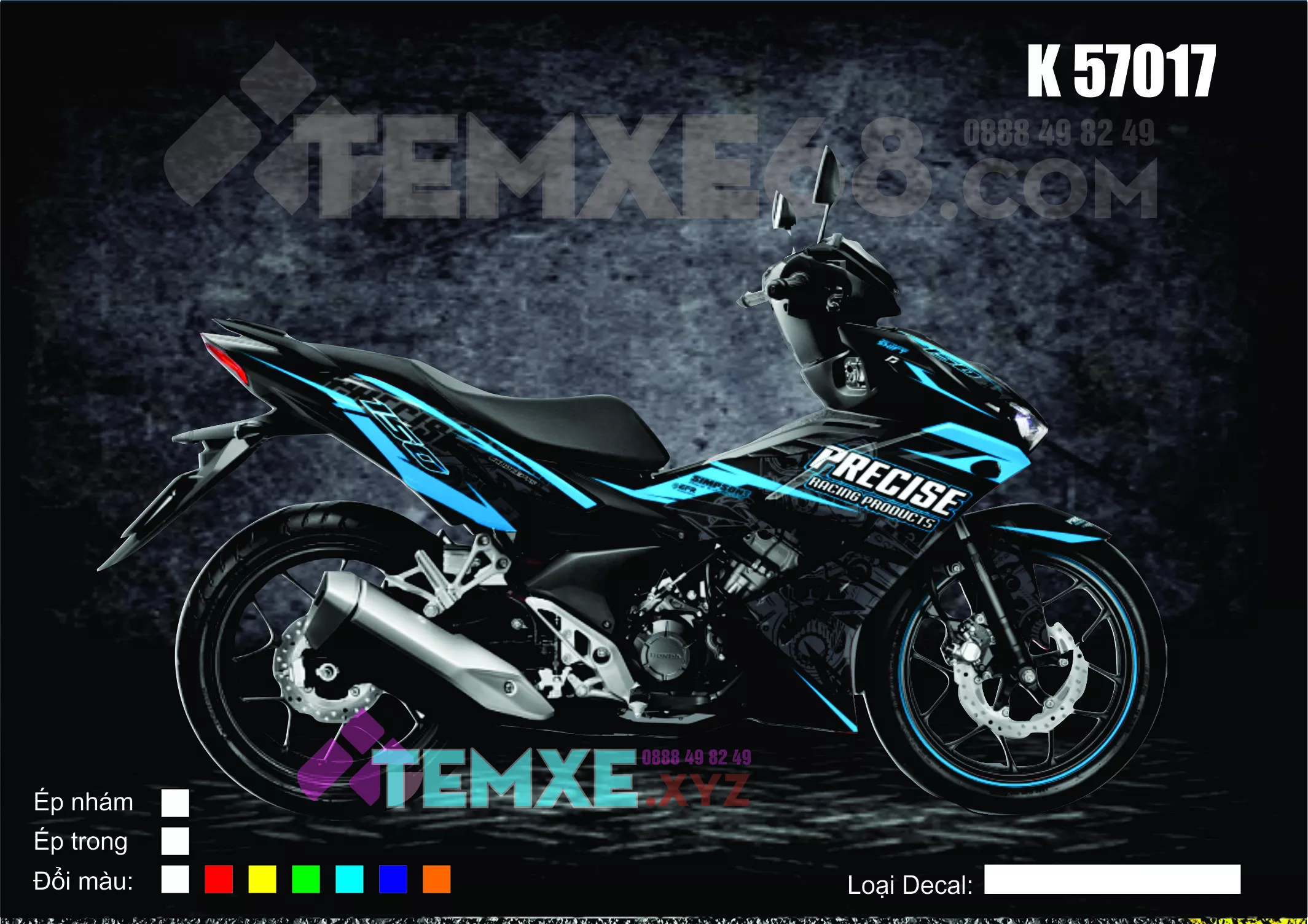 Tem trùm Winner X - xanh đen mẫu Precise