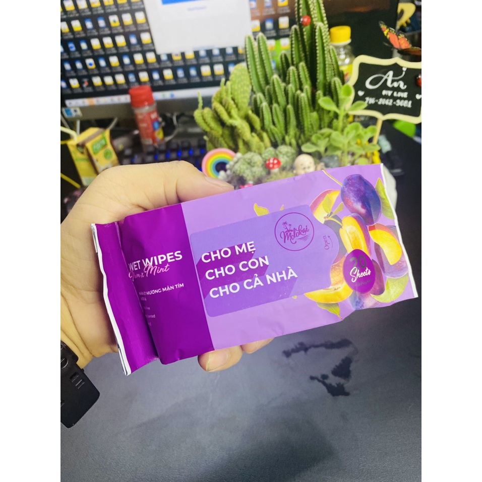 Wet towel pocket put squeeze 20 sheets sample teen mẫu