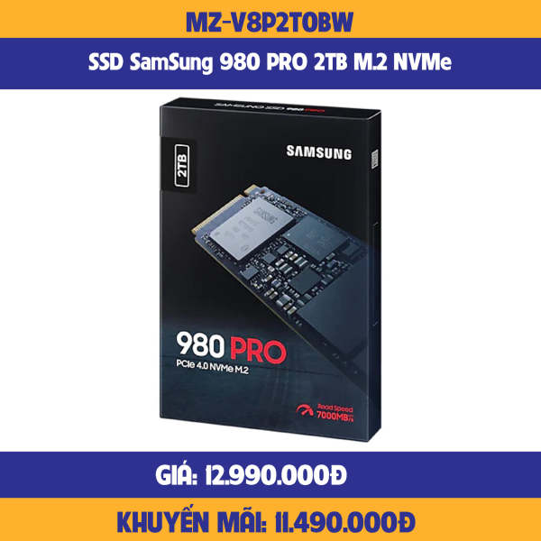 Bảng giá Ổ cứng SSD Samsung 980 PRO 2TB PCIe NVMe 4.0x4 (Đọc 7000MB/s - Ghi 5100MB/s) - (MZ-V8P2T0BW)-hàng chính hãng Phong Vũ