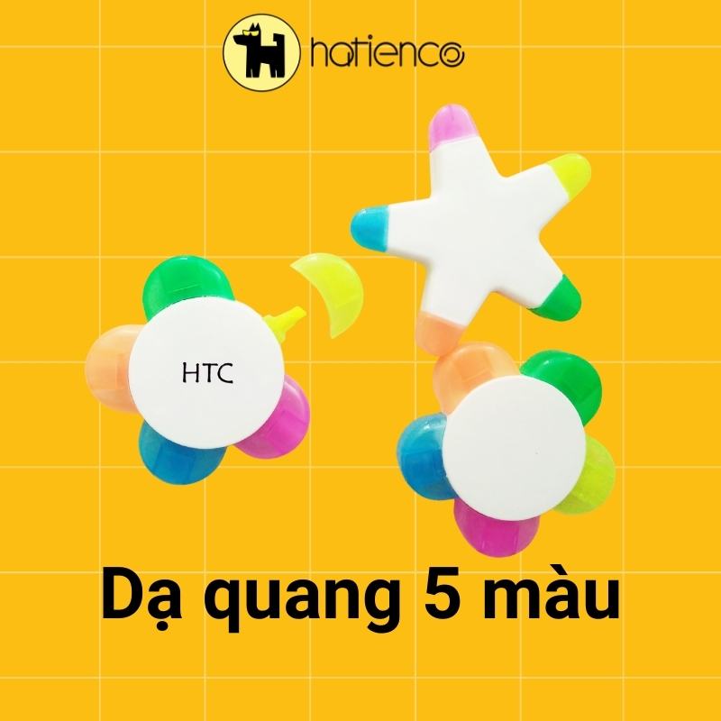 Bút dạ quang ngôi sao, bông hoa ( 5 cánh 5 màu)