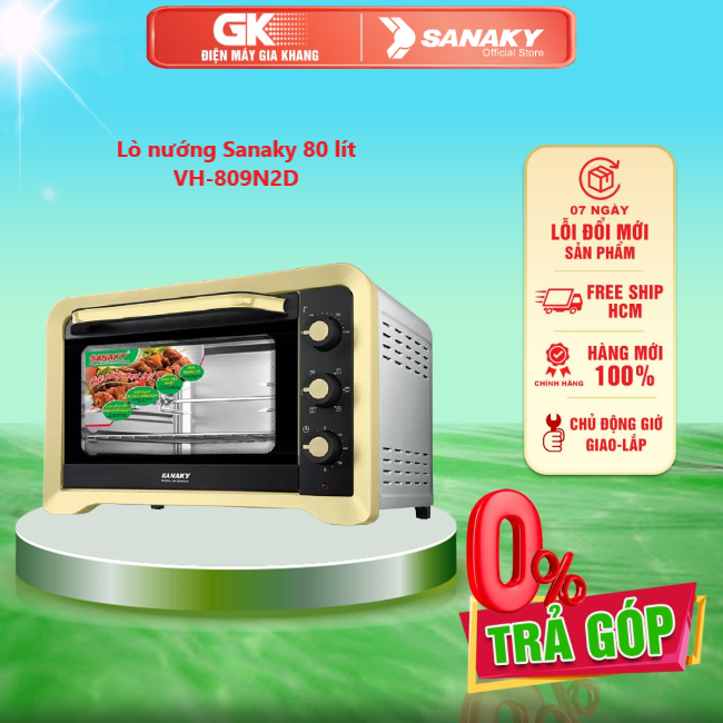 VH-809N2D Lò nướng Sanaky VH809N2D 2000W 80L Vỏ Inox - GIAO TOÀN QUỐC - FREESHIP HCM